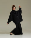 CAPPOTTO OVERSIZE IN LANA NERO - CUCITO A MANO