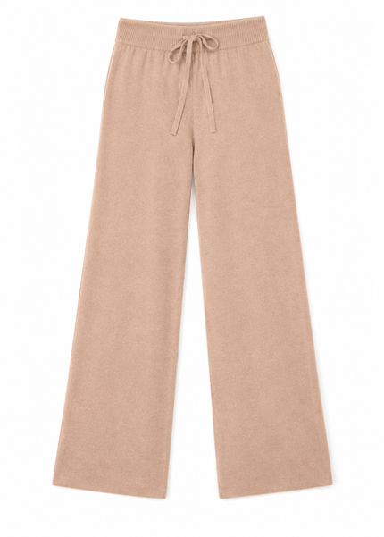 Pantalone Largo in Pura Lana con Coulisse