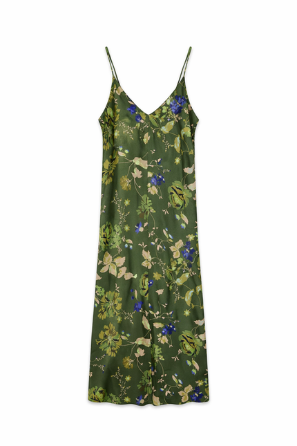 Abito lingerie in raso di viscosa stampa floreale