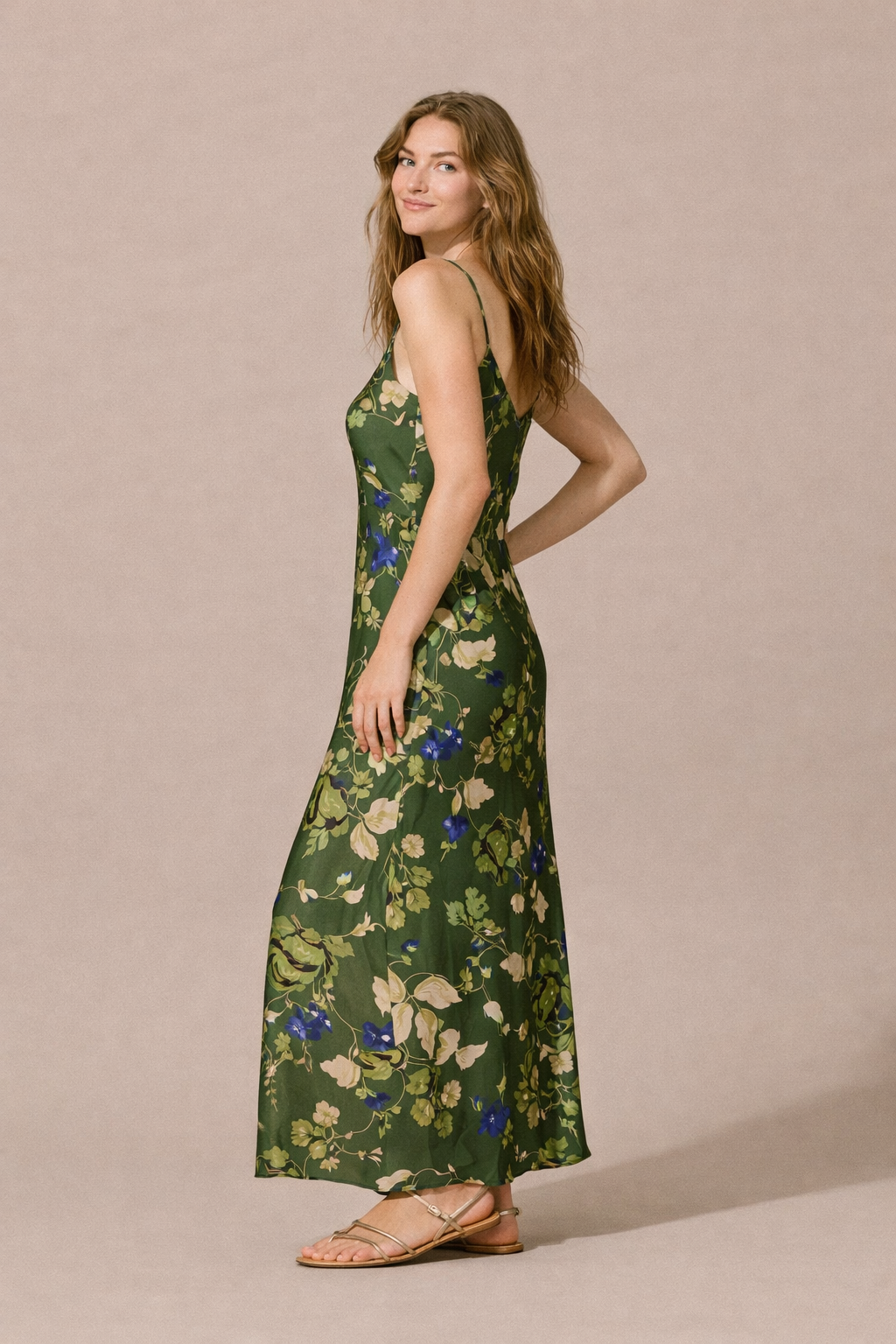 Abito lingerie in raso di viscosa stampa floreale