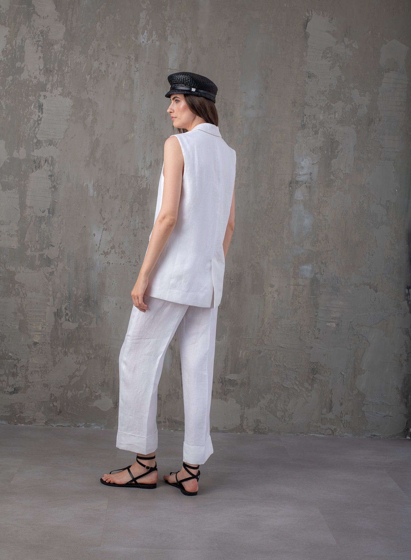 SHADE Italy - Pantalone con risvolto in puro lino
