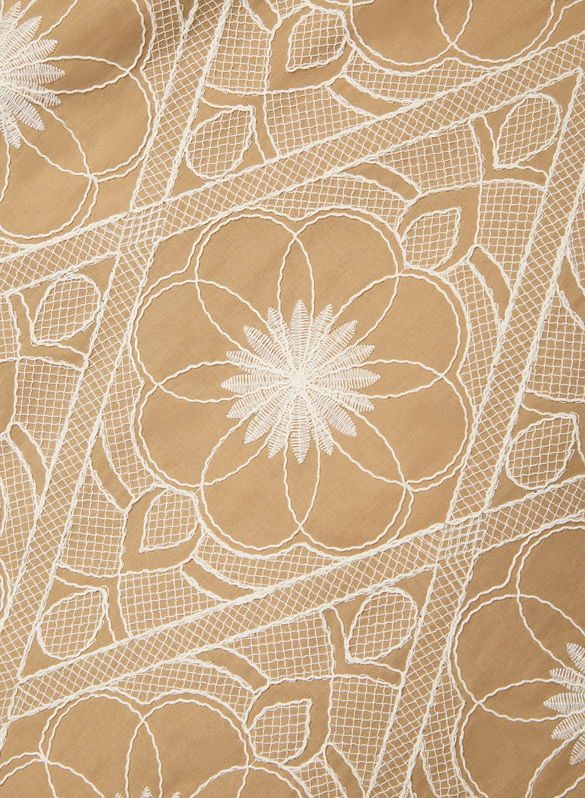 Gonna ampia in tessuto ricamato con coulisse in vita