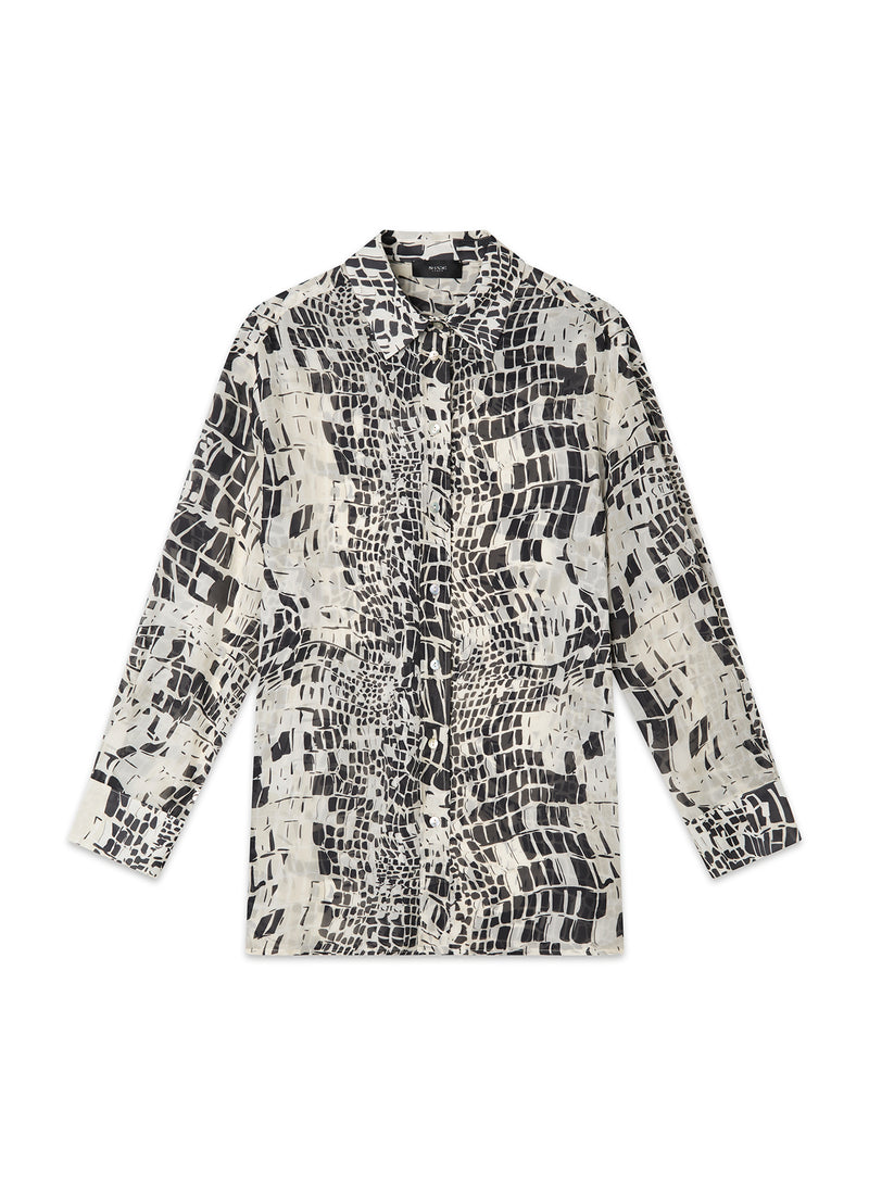 Camicia in georgette di viscosa stampa animalier