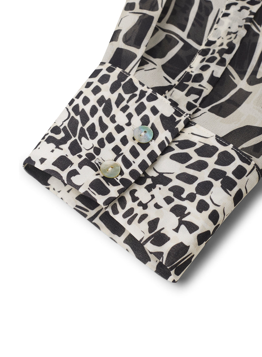 Chemisier in georgette di viscosa stampa animalier