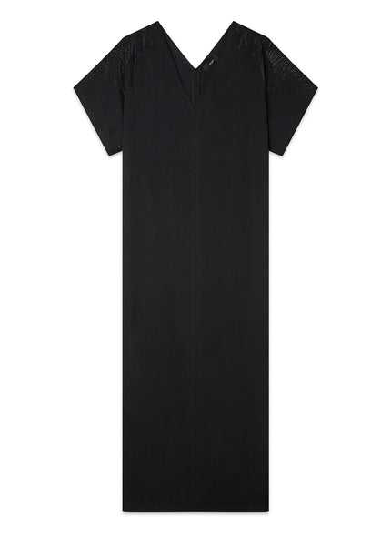 Abito T-shirt con Manica Kimono e Strass Nero Fumé