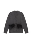 Cardigan in maglia con piume removibili