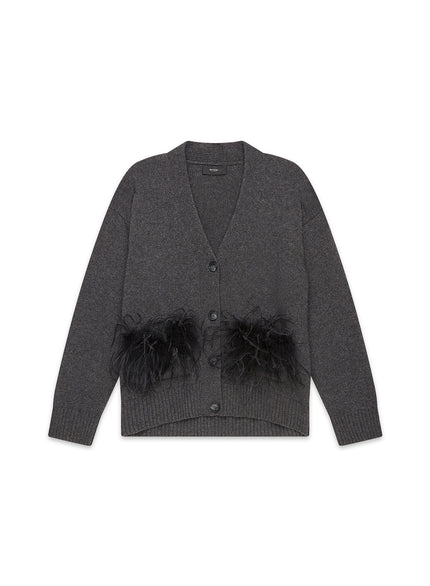 Cardigan in maglia con piume removibili