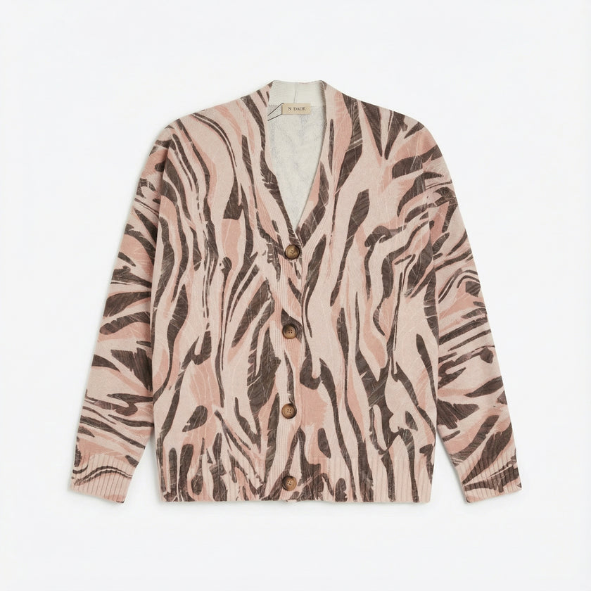 Cardigan in lana con stampa esclusiva