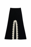 Gonna lunga in maglia con spacco e pizzo in lana