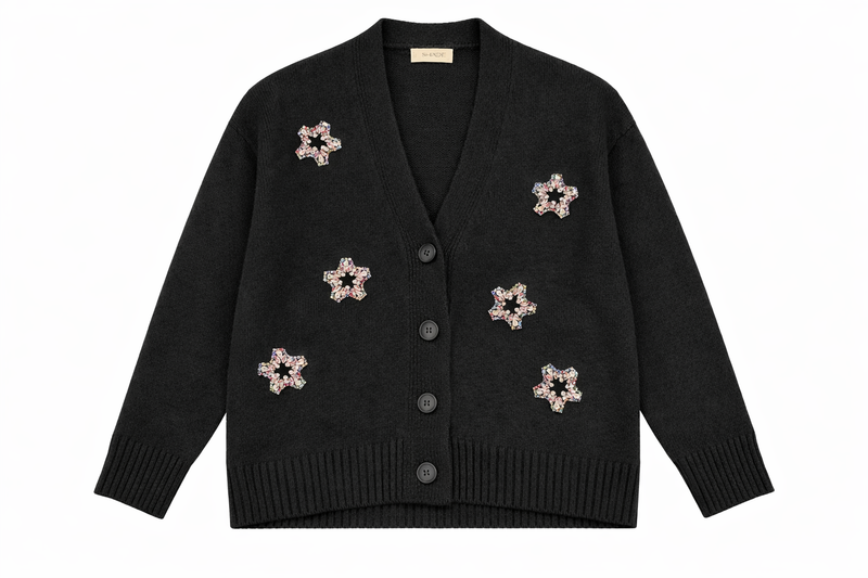 Cardigan in lana e cashmere con applicazioni gioiello