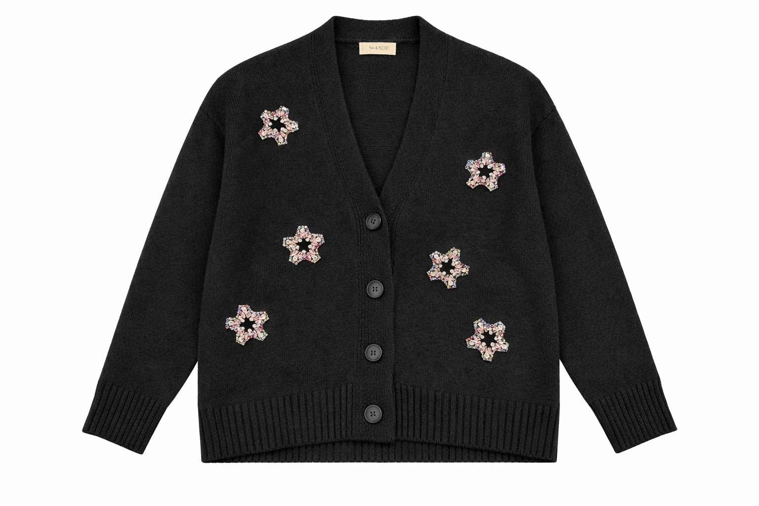 Cardigan in lana e cashmere con applicazioni gioiello