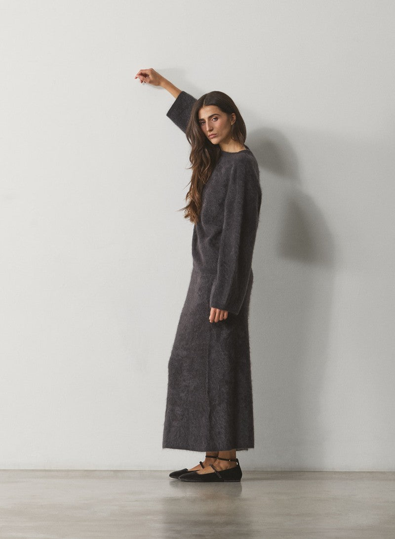 GONNA MISTO CASHMERE A PELO LUNGO