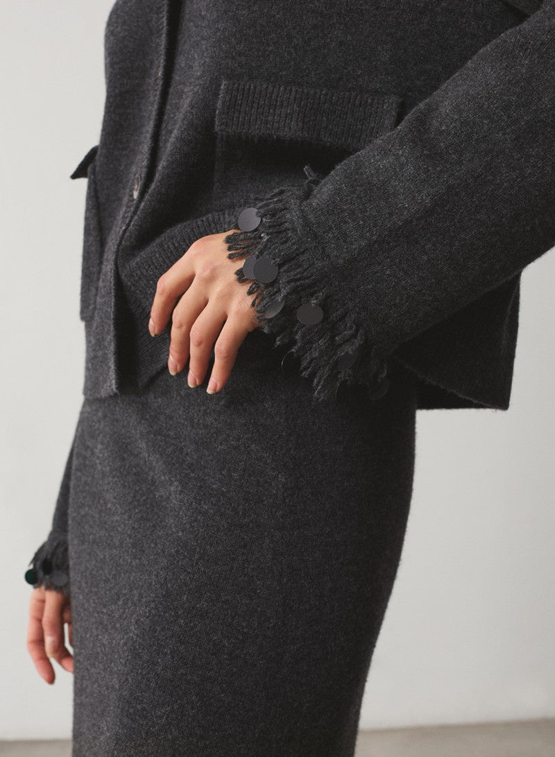 CARDIGAN FRANGE E PAILLETTES