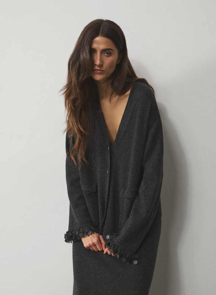 CARDIGAN FRANGE E PAILLETTES