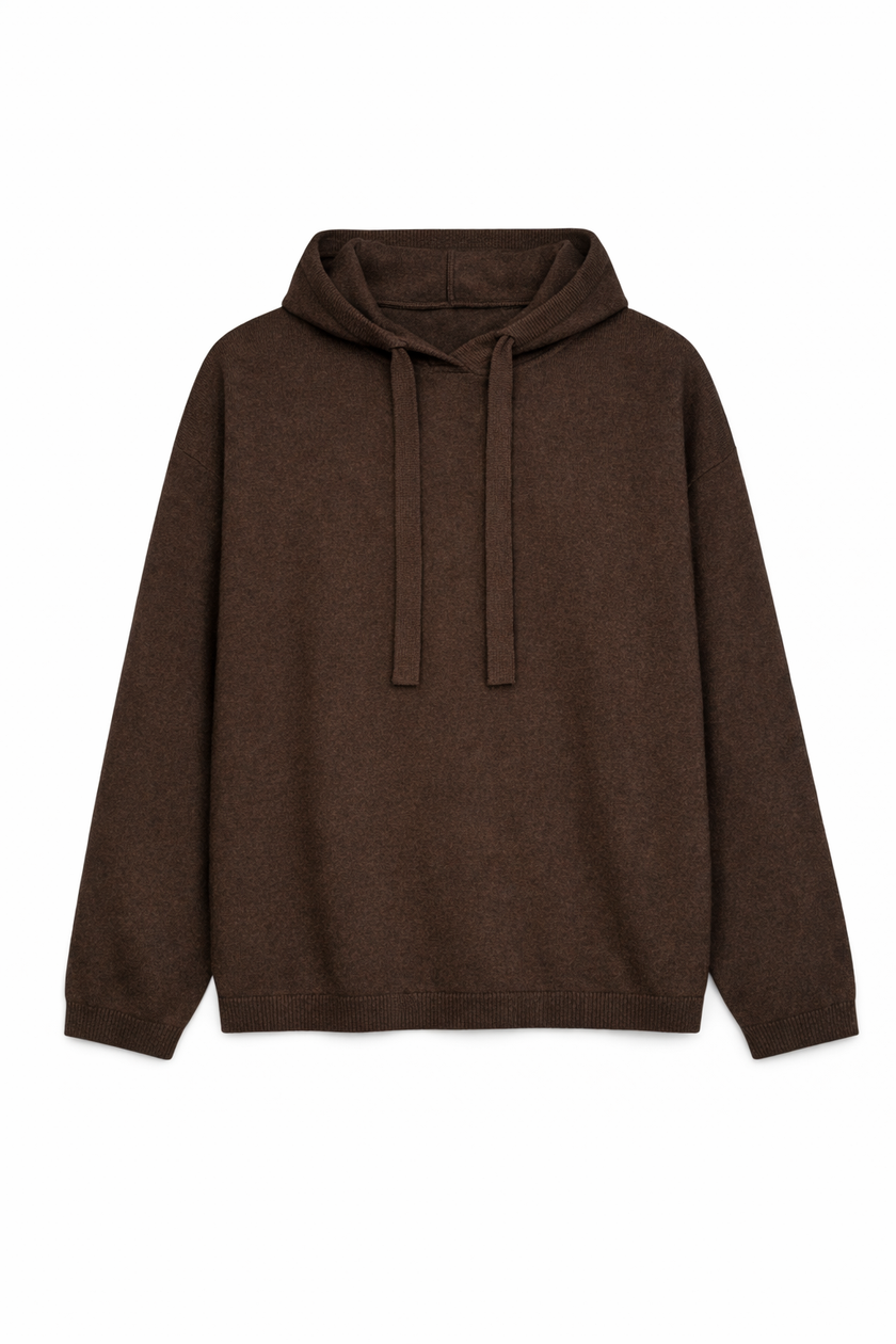 Felpa Oversize in Pura Lana con Cappuccio