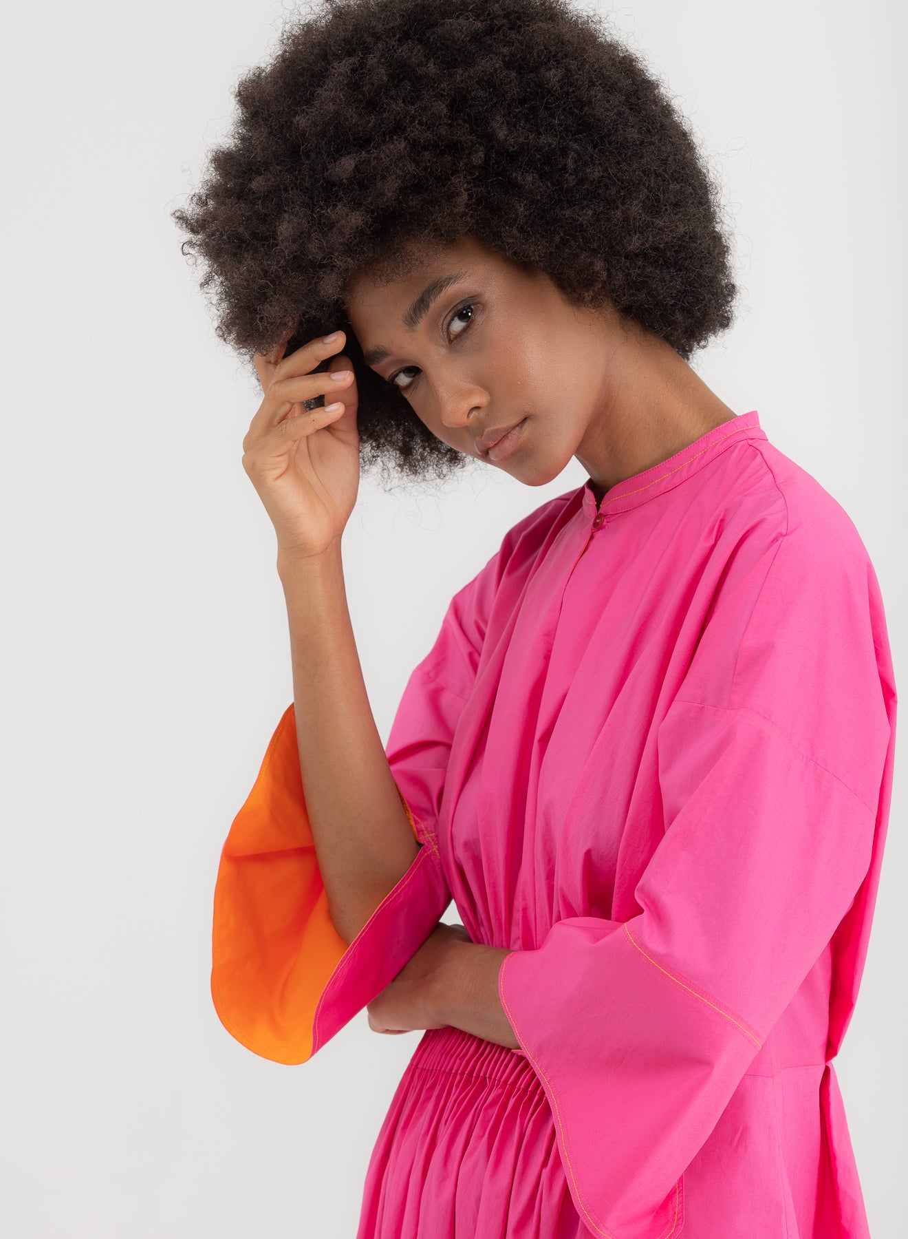 SHADE Italy - Abito in puro cotone con drappeggio in vita