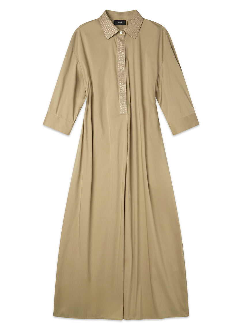 Abito lungo con collo e paramontura gioiello