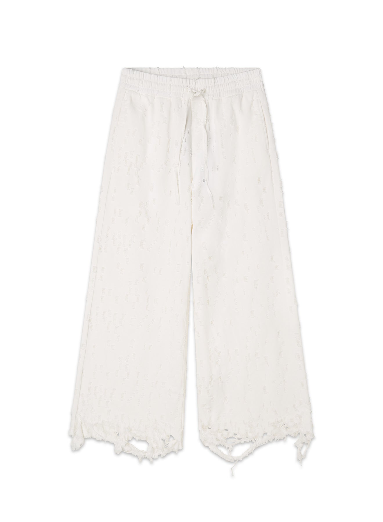 Pantalone Denim Light con Coulisse e Sfrangiature Handmade