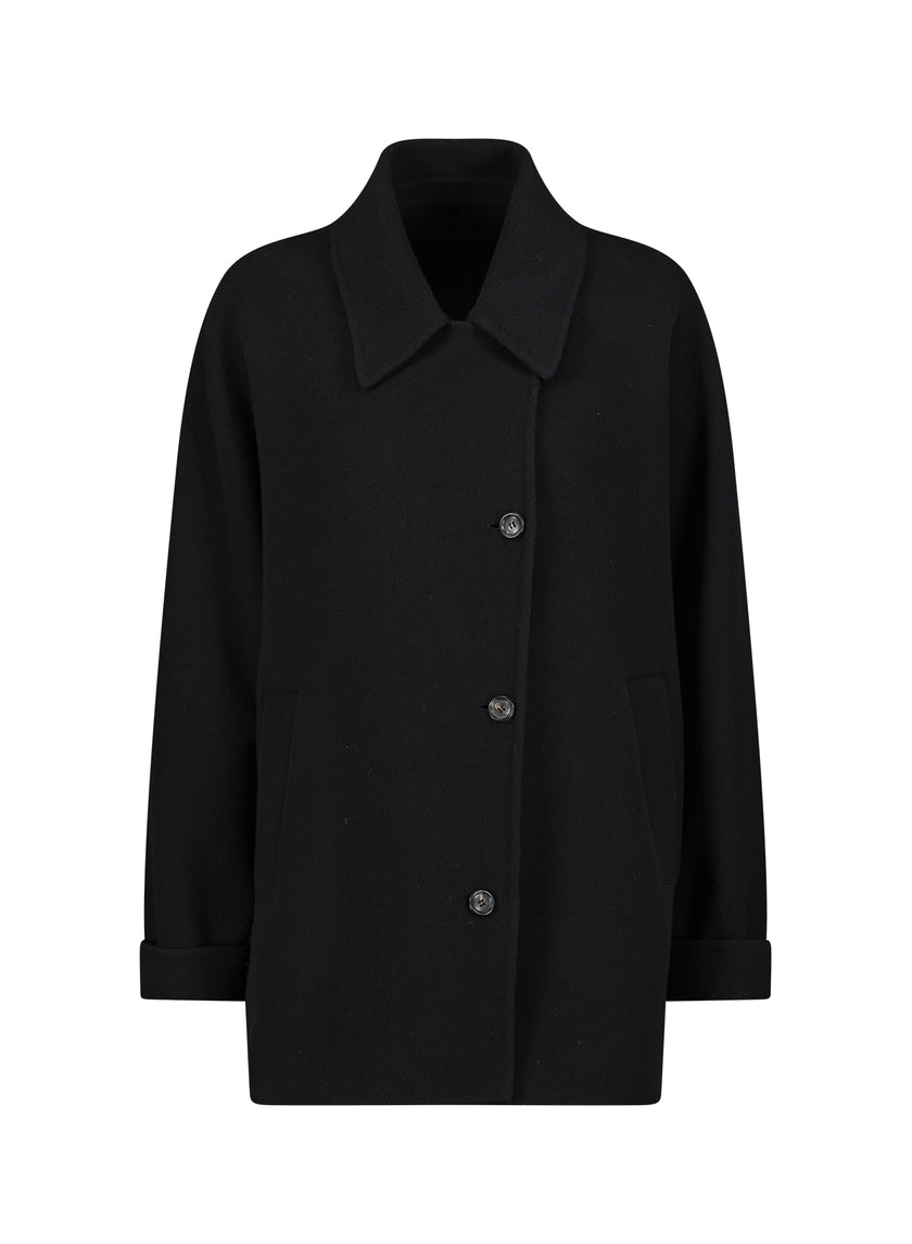 CAPPOTTO OVERSIZE IN LANA NERO - CUCITO A MANO