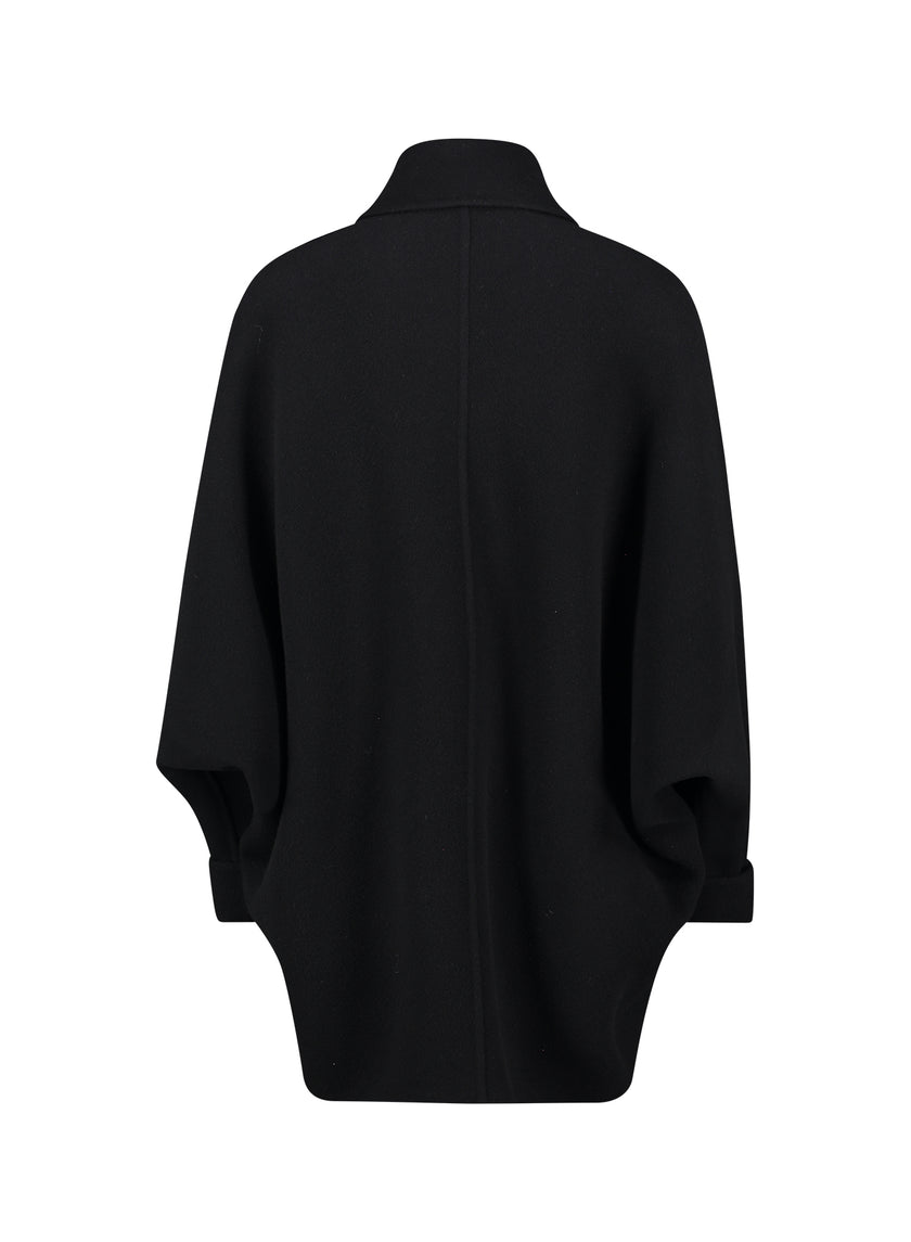 CAPPOTTO OVERSIZE IN LANA NERO - CUCITO A MANO