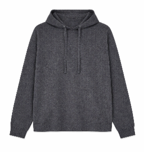 Felpa Oversize in Pura Lana con Cappuccio