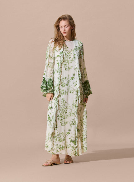 Abito lungo floreale in voile  Made in Italy