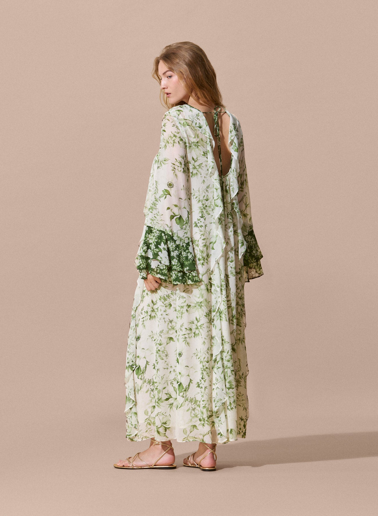 Abito lungo floreale in voile  Made in Italy