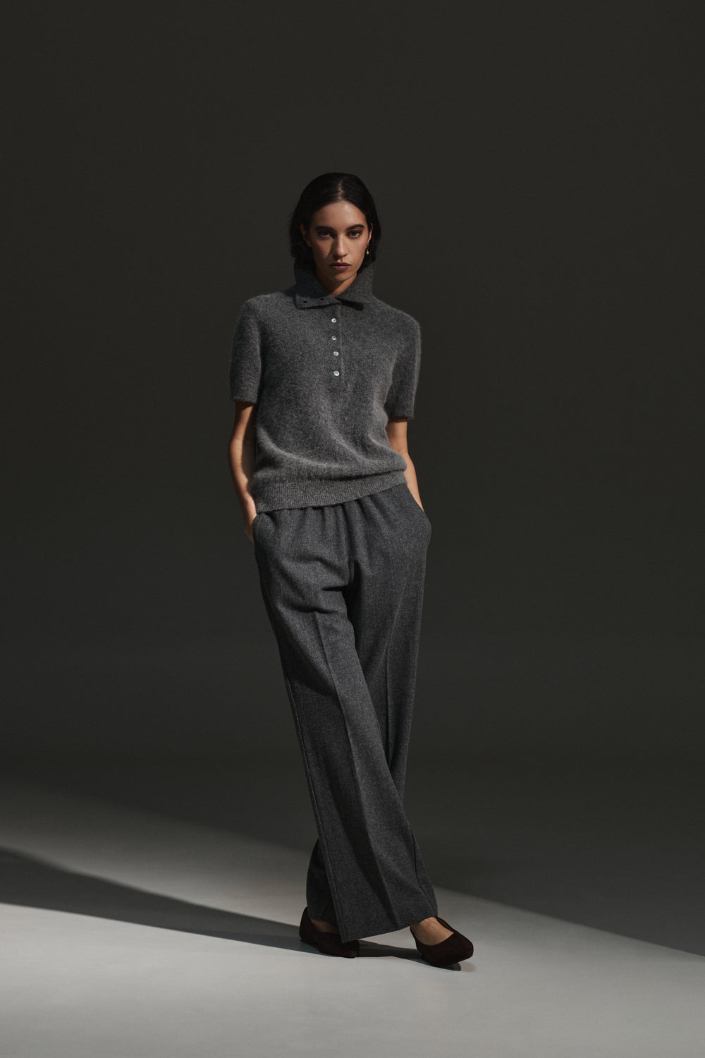 Polo in maglia effetto brushed