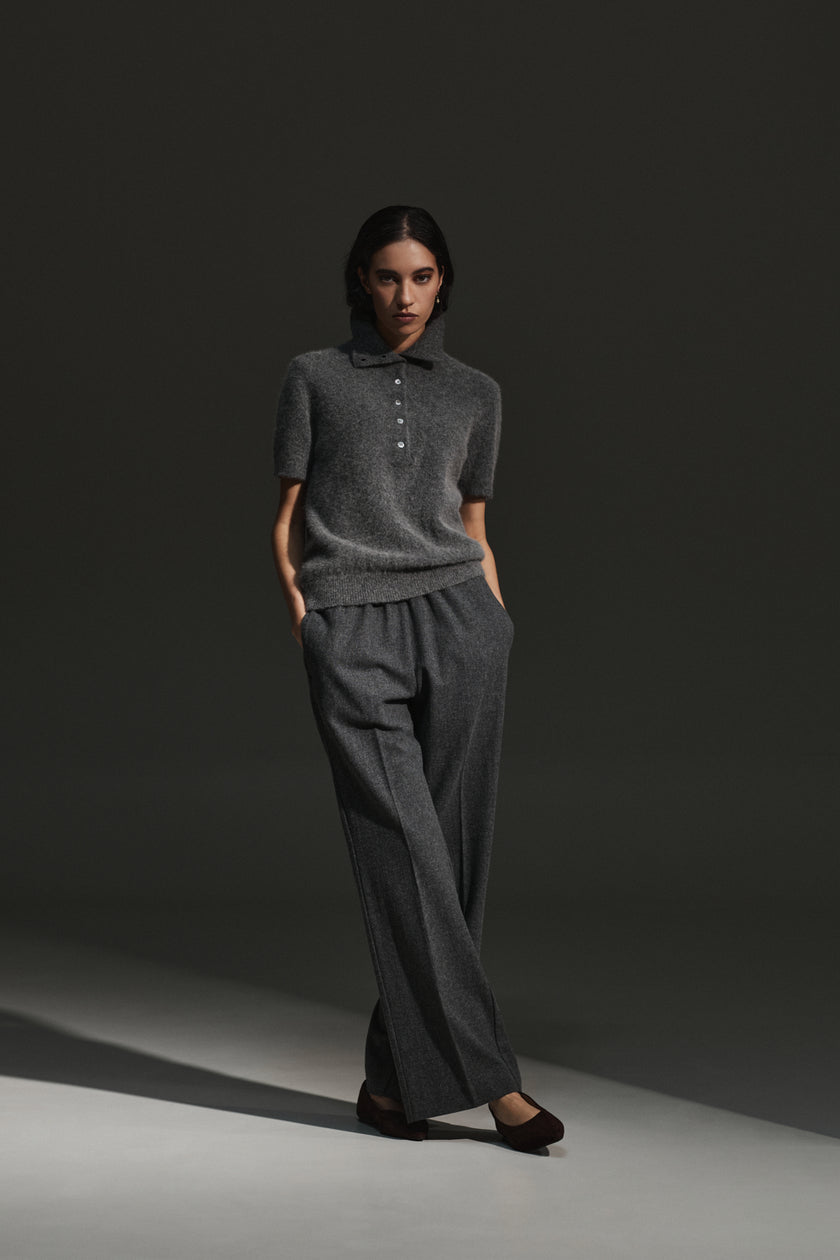 Polo in maglia effetto brushed