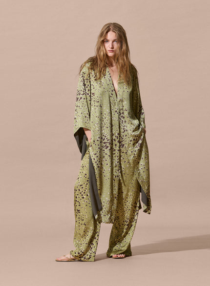 Kimono foderato in raso di viscosa stampa maculata