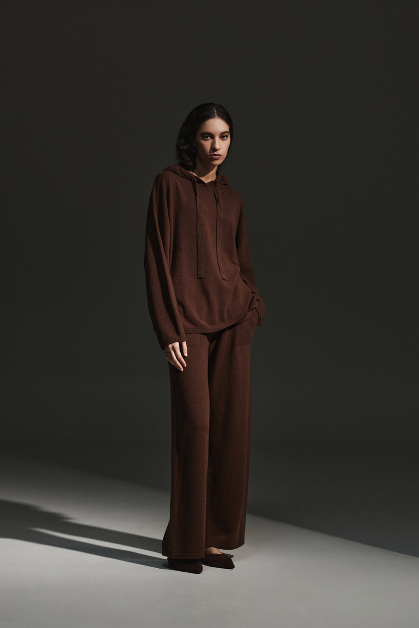 Felpa Oversize in Pura Lana con Cappuccio