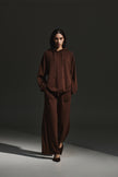Pantalone Largo in Pura Lana con Coulisse