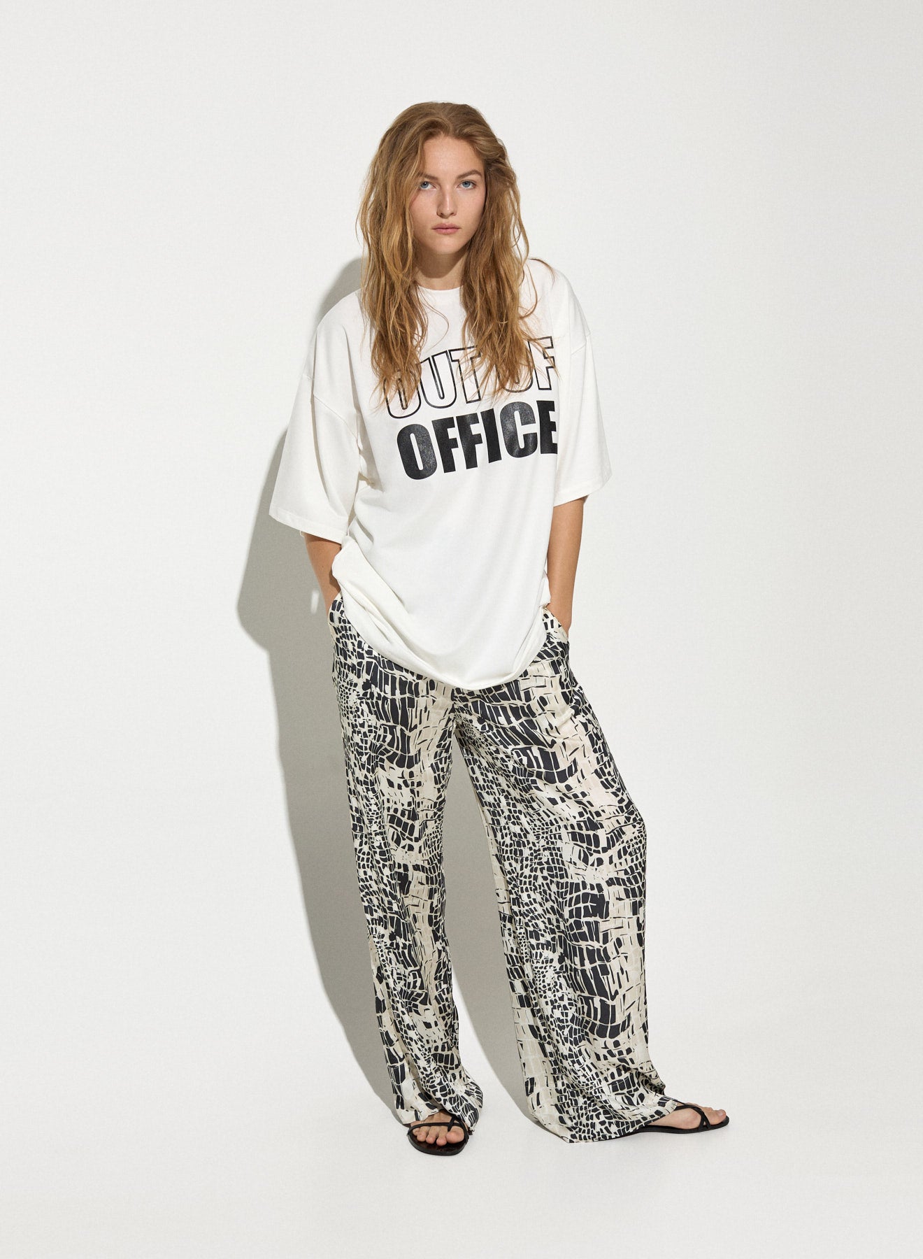 Pantalone fluido stampa animalier