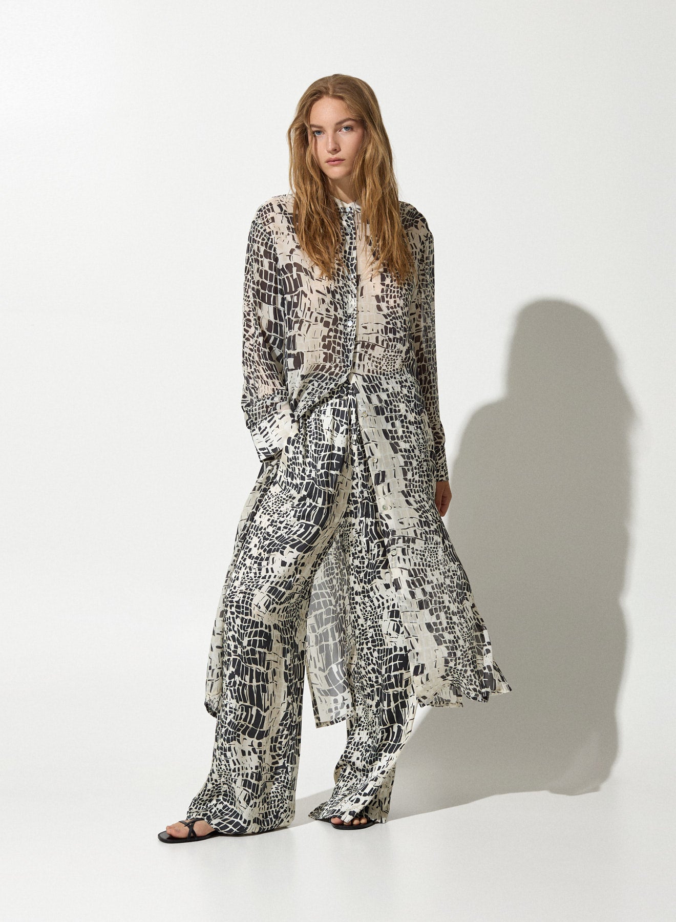 Chemisier in georgette di viscosa stampa animalier