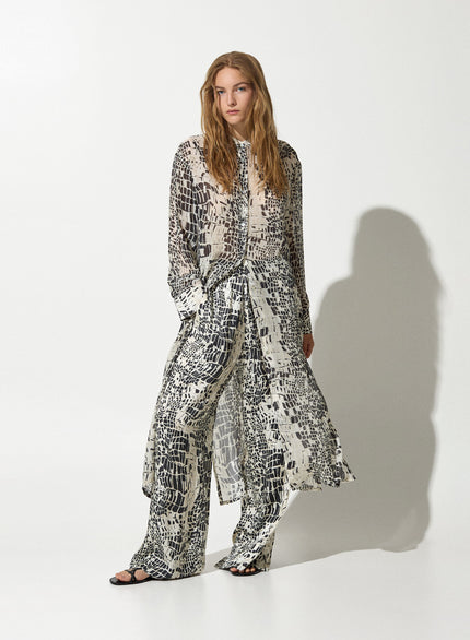 Chemisier in georgette di viscosa stampa animalier