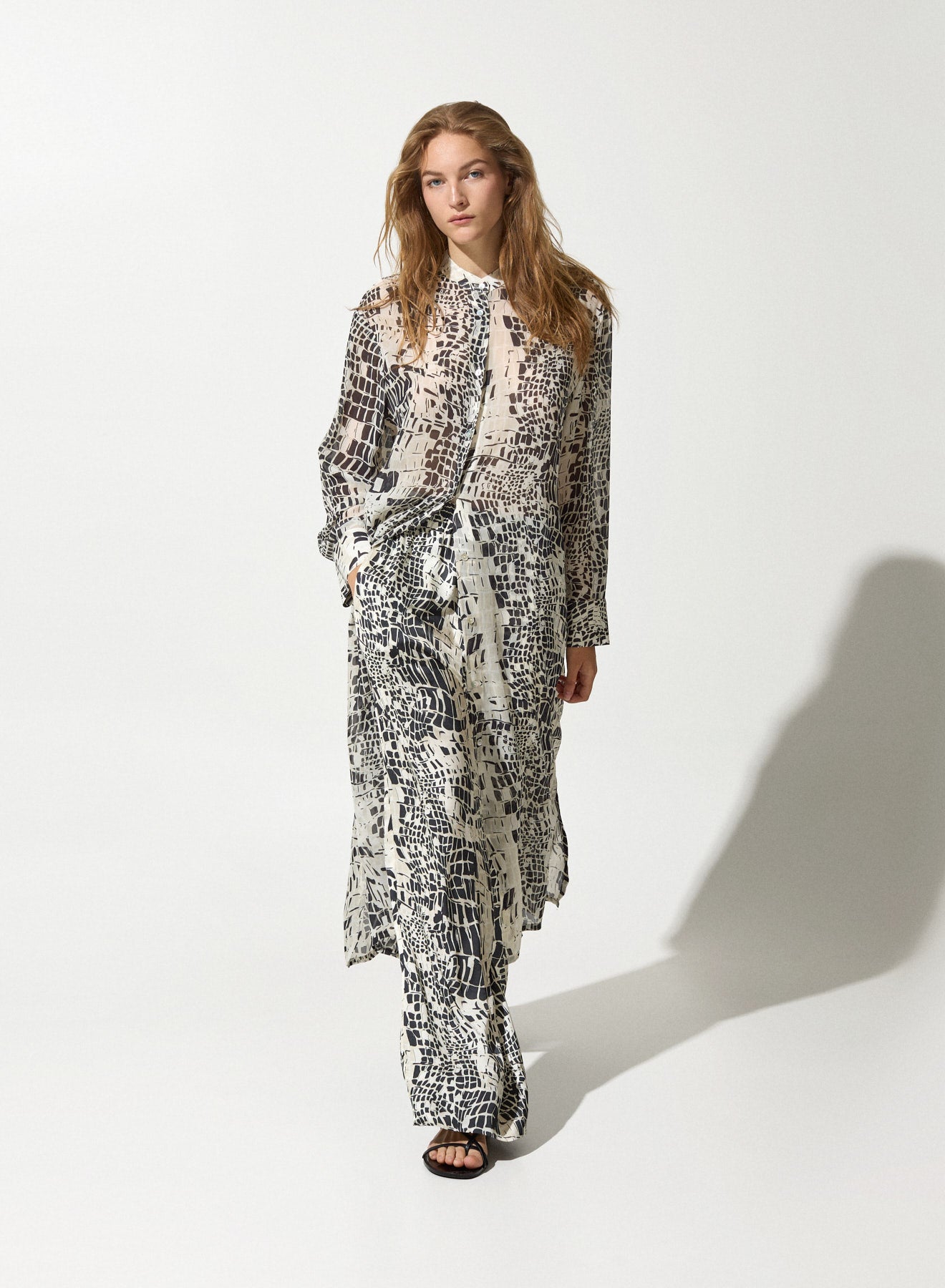 Chemisier in georgette di viscosa stampa animalier