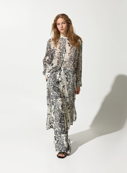 Chemisier in georgette di viscosa stampa animalier