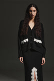 Cardigan in maglia con dettagli in pizzo di pura lana