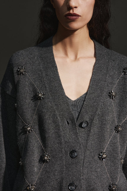 Cardigan con ricami gioiello