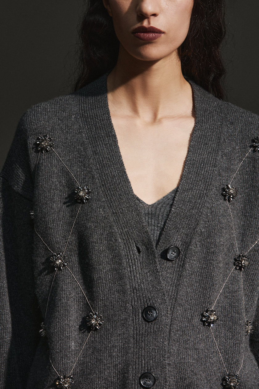 Cardigan con ricami gioiello