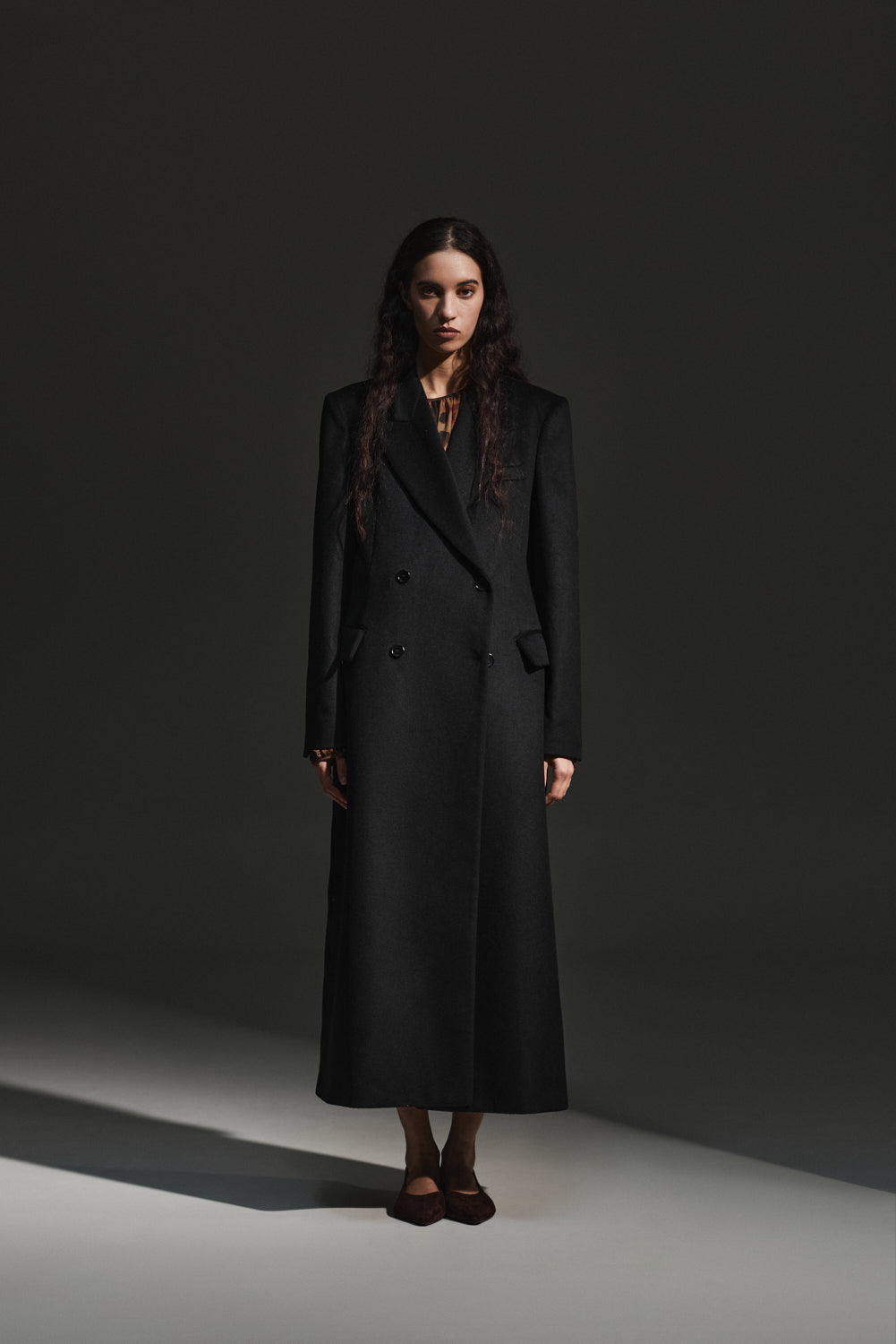 Cappotto lungo doppiopetto in lana e cashmere