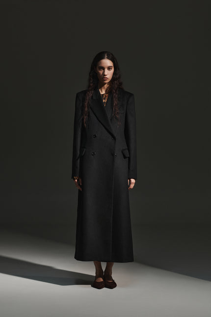 Cappotto lungo doppiopetto in lana e cashmere