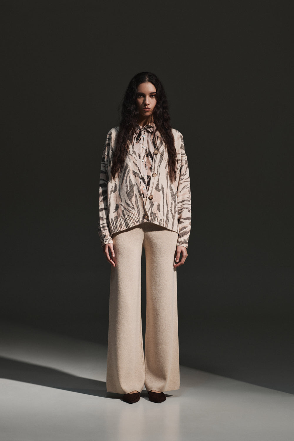 Cardigan in lana con stampa esclusiva
