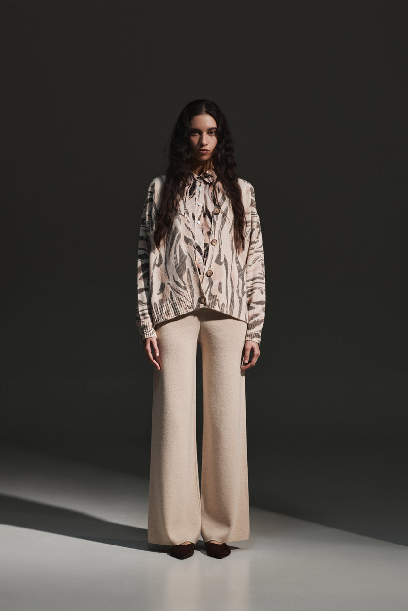 Cardigan in lana con stampa esclusiva