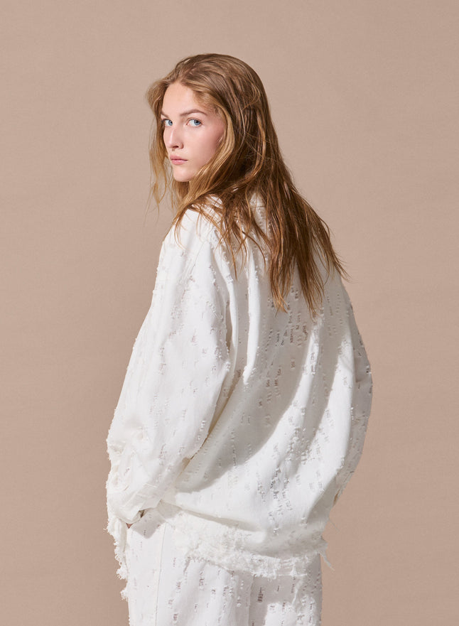 Giubbotto Denim Light con Sfrangiature Handmade