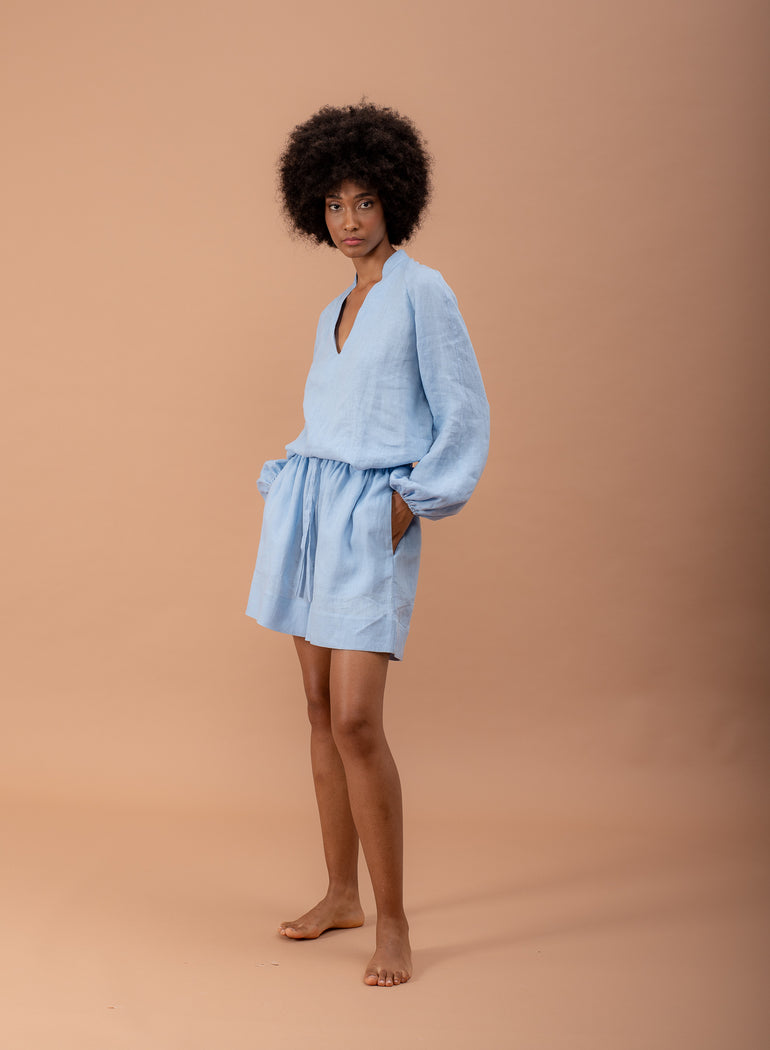 Shade Italy - Shorts in puro lino gamba larga