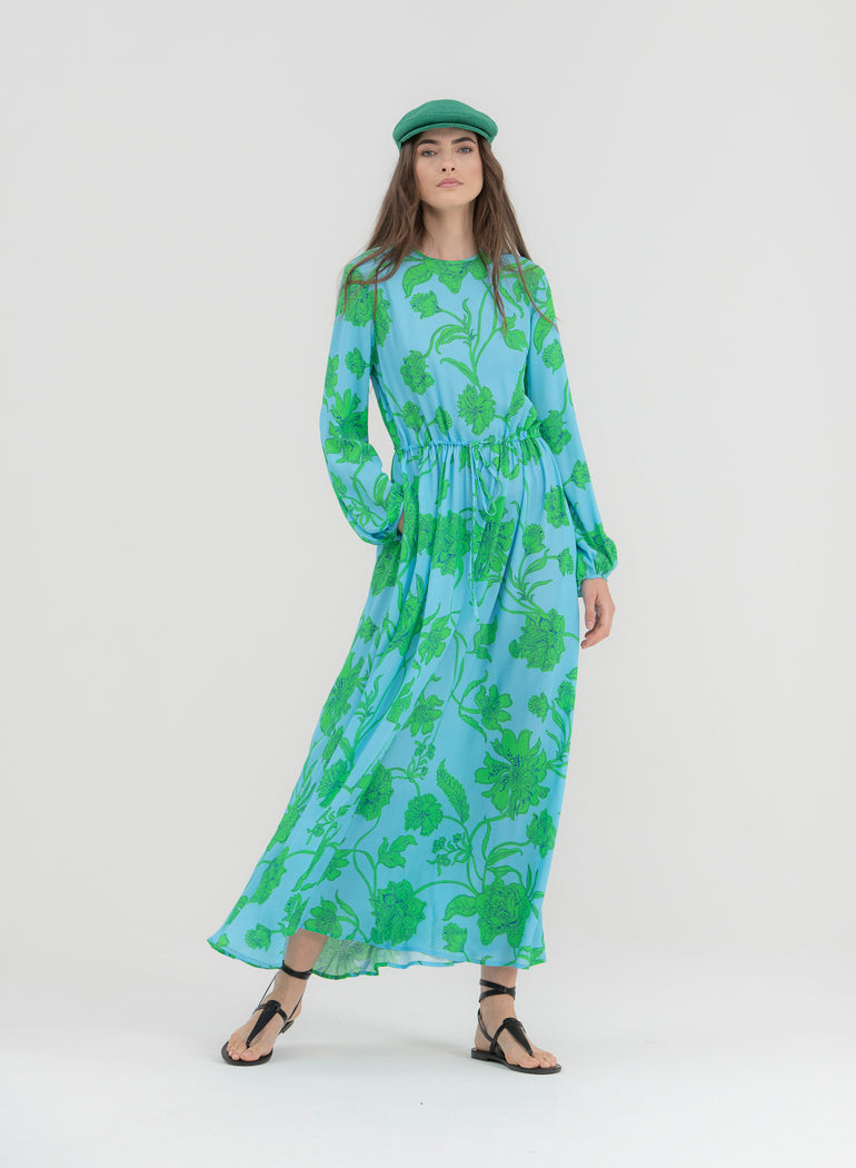 SHADE Italy - Abito lungo stampa con coulisse in vita