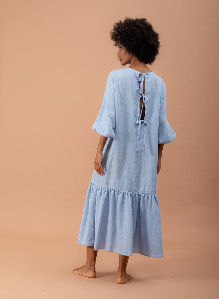 Shade Italy - Abito con balza in puro lino