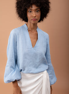Shade Italy - Blusa scollo V in puro lino